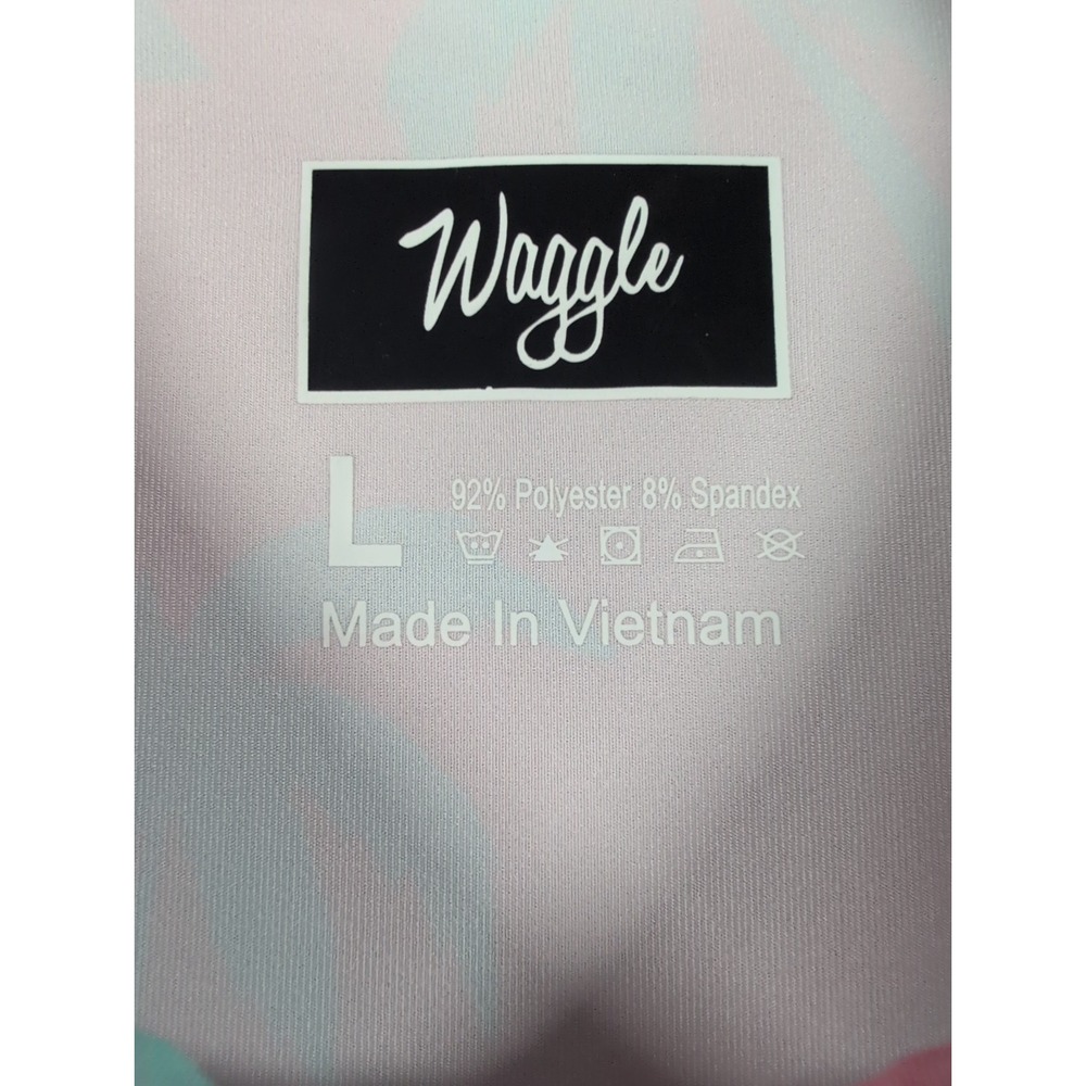 Waggle Golf Polo Shirt Mens Large Pink Blue Palm Trees AOP Performance Stretch - Picture 4 of 9
